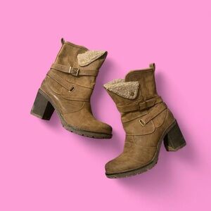 Brown Ankle Boots with Buckle Detail
